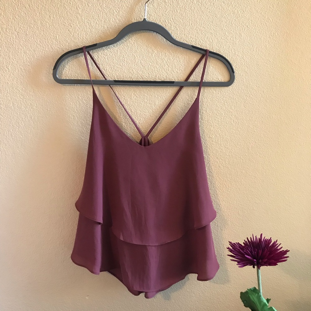 Plum colored silk flowy tank top (liner included)
